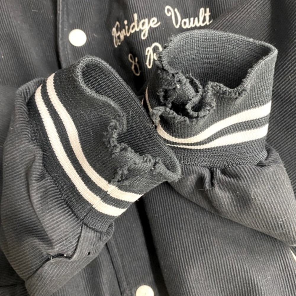Vintage Black Textured Snap Front Bomber Style Light Jacket M - Picture 5 of 14